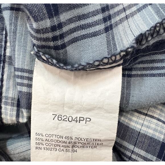 Wrangler Men’s Western Plaid Snap Button Shirt Blue Gray Short Sleeve XXL - Picture 8 of 10